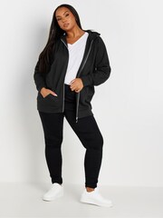 Yours Curve Black Black Zip Up Hoodie - Image 5 of 5