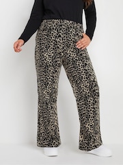 Yours Curve Brown Wide Leg Leopard Jeans - Image 2 of 7