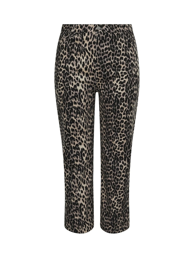 Yours Curve Brown Wide Leg Leopard Jeans - Image 7 of 7