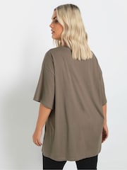 Yours Curve Brown 100% Cotton Core Basic Longline T-Shirt - Image 3 of 5