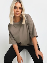 Yours Curve Brown 100% Cotton Core Basic Longline T-Shirt - Image 4 of 5
