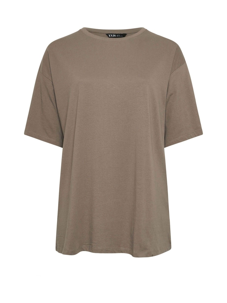 Yours Curve Brown 100% Cotton Core Basic Longline T-Shirt - Image 5 of 5