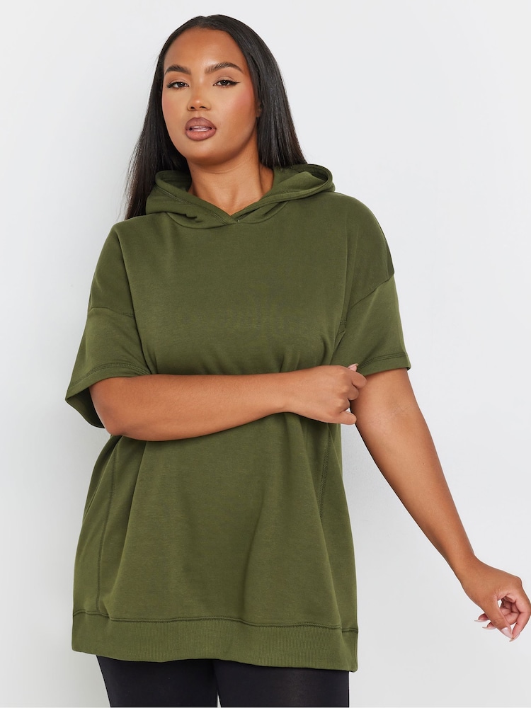 Yours Curve Green Oversized 100% Cotton Hoodie - Image 1 of 5