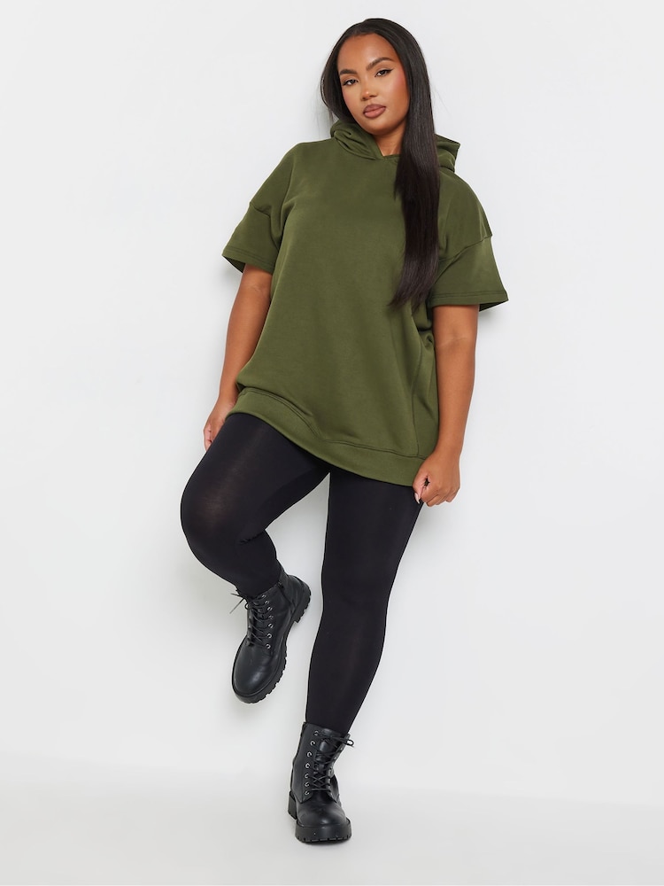 Yours Curve Green Oversized 100% Cotton Hoodie - Image 2 of 5