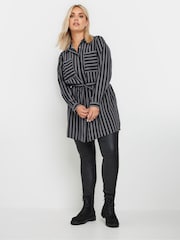 Yours Curve Grey Stripe Utility Tunic Shirt - Image 2 of 5