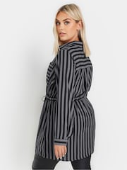 Yours Curve Grey Stripe Utility Tunic Shirt - Image 3 of 5