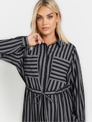 Yours Curve Grey Stripe Utility Tunic Shirt - Image 4 of 5