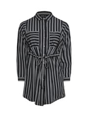 Yours Curve Grey Stripe Utility Tunic Shirt - Image 5 of 5