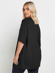 Yours Curve Black 100% Cotton Core Basic Longline T-Shirt - Image 3 of 5