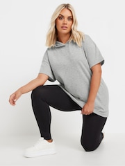 Yours Curve Grey Oversized 100% Cotton Hoodie - Image 1 of 5
