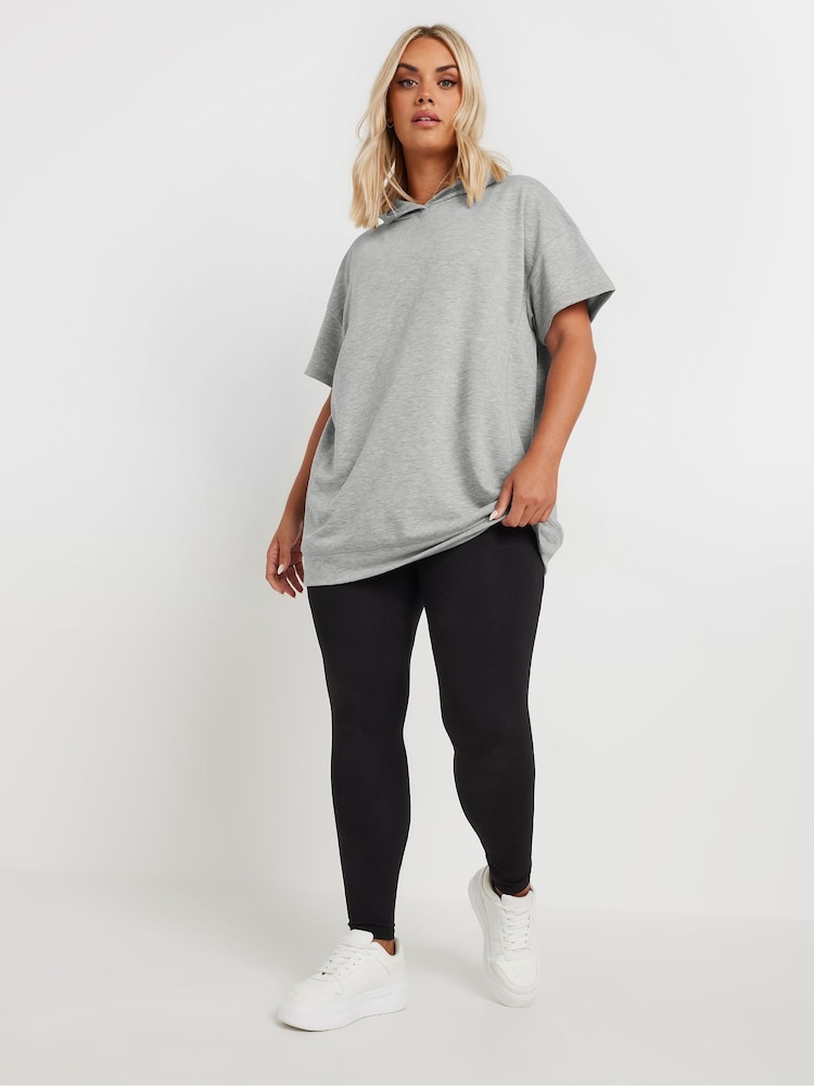 Yours Curve Grey Oversized 100% Cotton Hoodie - Image 2 of 5 Yours Curve Grey Oversized 100% Cotton Hoodie - Image 2 of 5