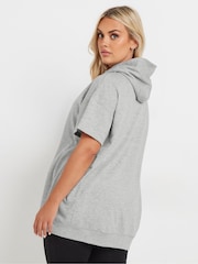 Yours Curve Grey Oversized 100% Cotton Hoodie - Image 3 of 5