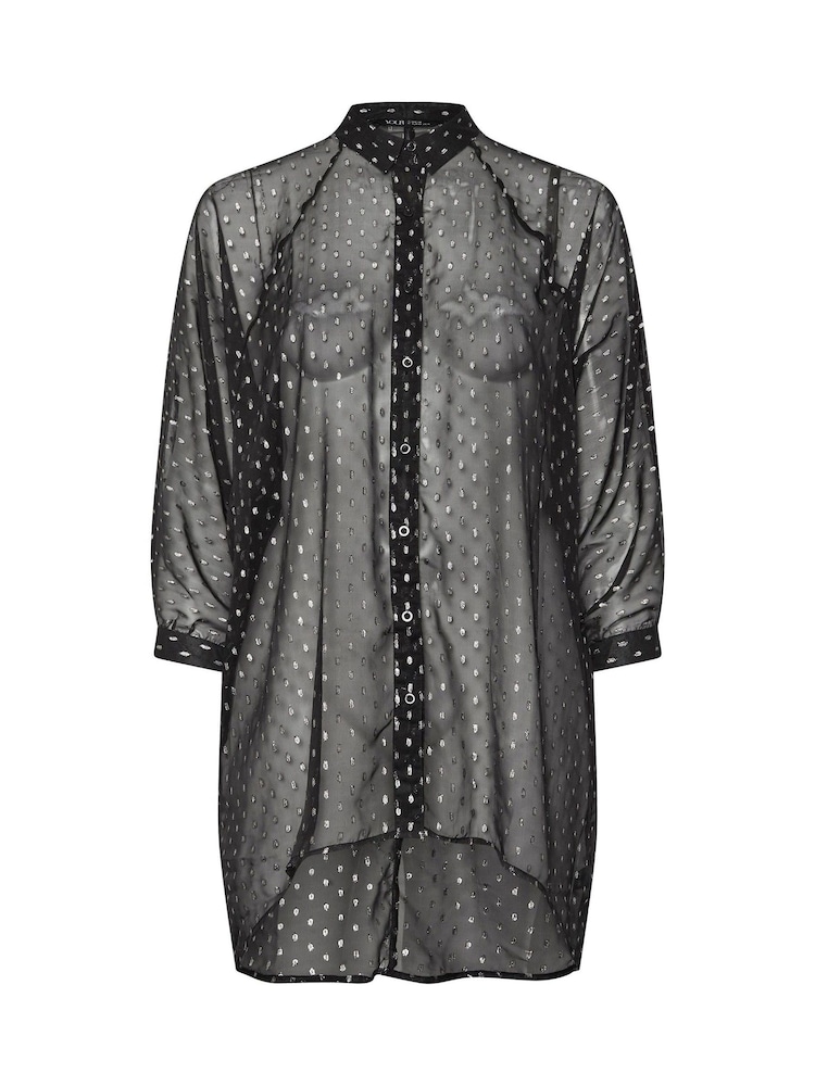 Yours Curve Black Metallic Extreme Dip Back Shirt - Image 4 of 4