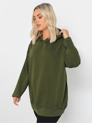 Yours Curve Green Oversized 100% Cotton Hoodie - Image 1 of 5