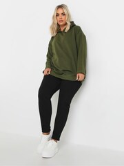 Yours Curve Green Oversized 100% Cotton Hoodie - Image 2 of 5