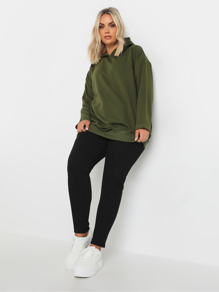 Yours Curve Green Oversized 100% Cotton Hoodie - Image 2 of 5