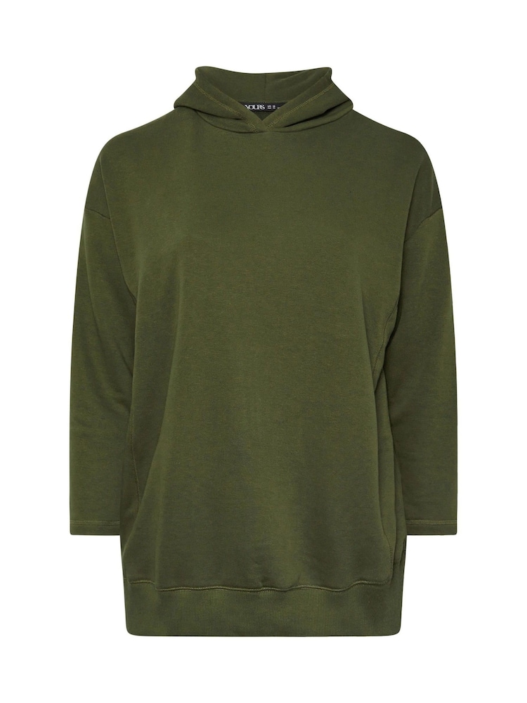Yours Curve Green Oversized 100% Cotton Hoodie - Image 5 of 5