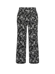 Yours Curve Black Floral Wide Leg Trousers - Image 5 of 5