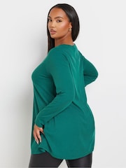 Yours Curve Green Ribbed T-Shirt - Image 3 of 5