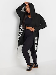 Yours Curve Black Longline Logo Hoodie - Image 2 of 5
