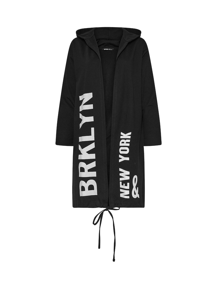 Yours Curve Black Longline Logo Hoodie - Image 5 of 5