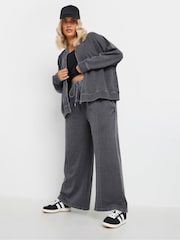 Yours Curve Grey Acid Wash Bomber Jacket - Image 2 of 5