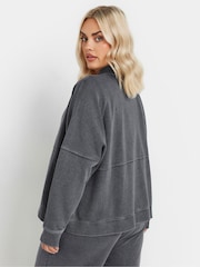 Yours Curve Grey Acid Wash Bomber Jacket - Image 3 of 5
