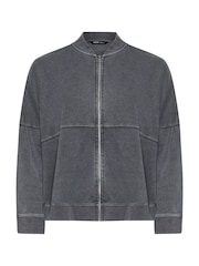 Yours Curve Grey Acid Wash Bomber Jacket - Image 5 of 5