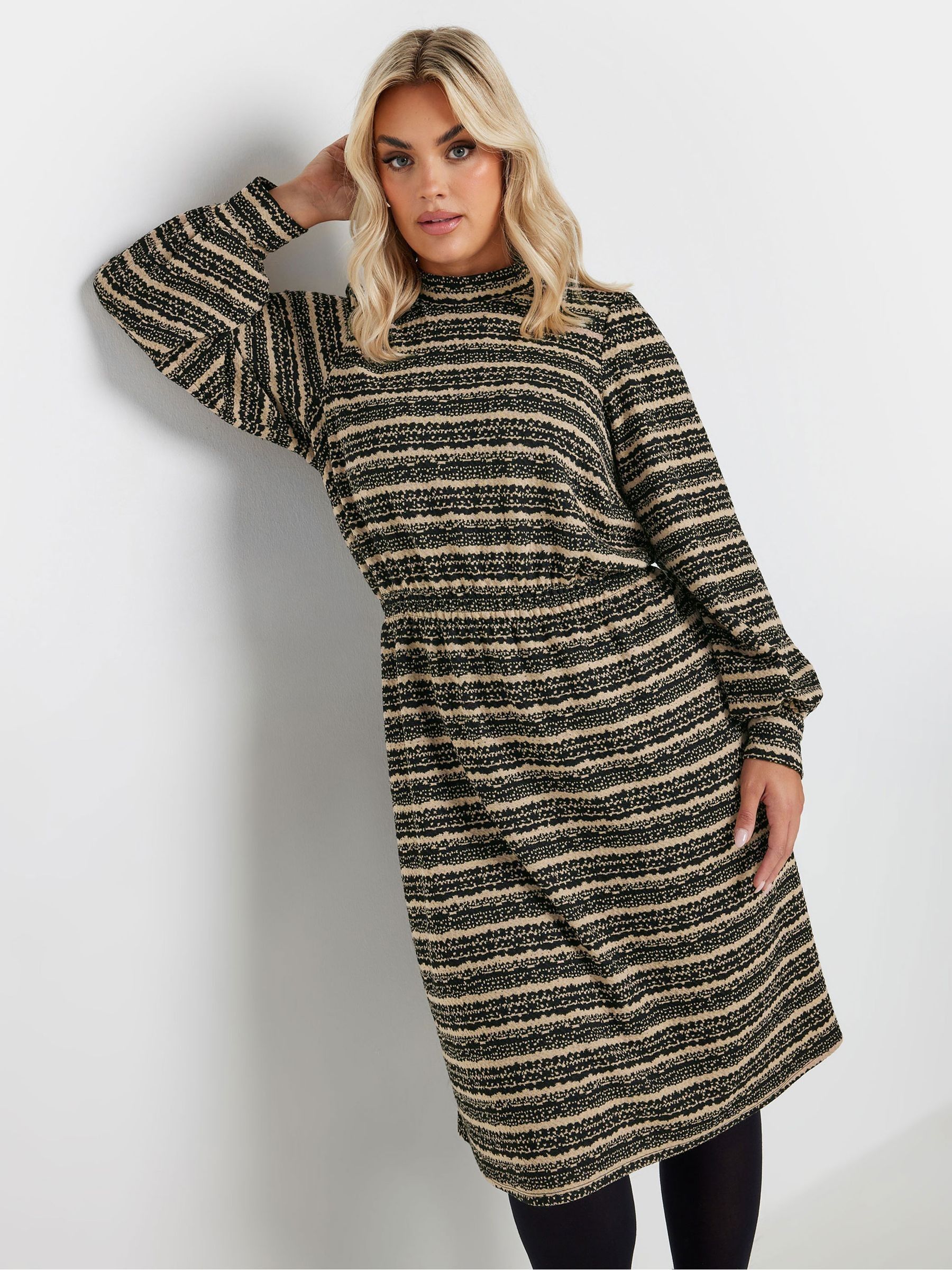 Buy Yours Curve Black Stripe Textured Dress from Next USA
