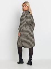 Yours Curve Black Stripe Textured Dress - Image 3 of 5