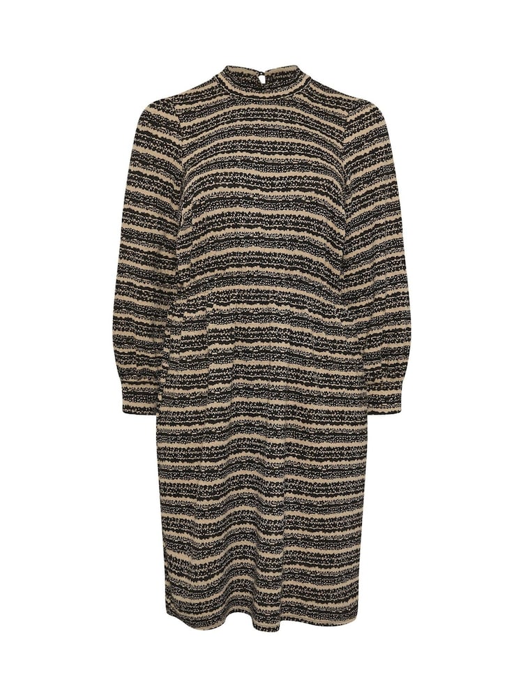 Yours Curve Black Stripe Textured Dress - Image 5 of 5