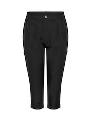 Yours Curve Black Paperbag Waist Cargo Pocket Trousers - Image 5 of 6