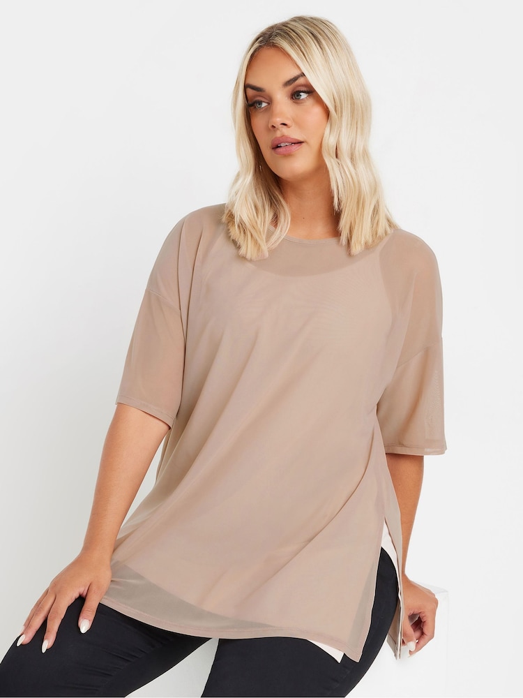 Yours Curve Pink Oversized Mesh Top - Image 1 of 5