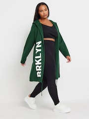 Yours Curve Green Longline Logo Hoodie - Image 1 of 5