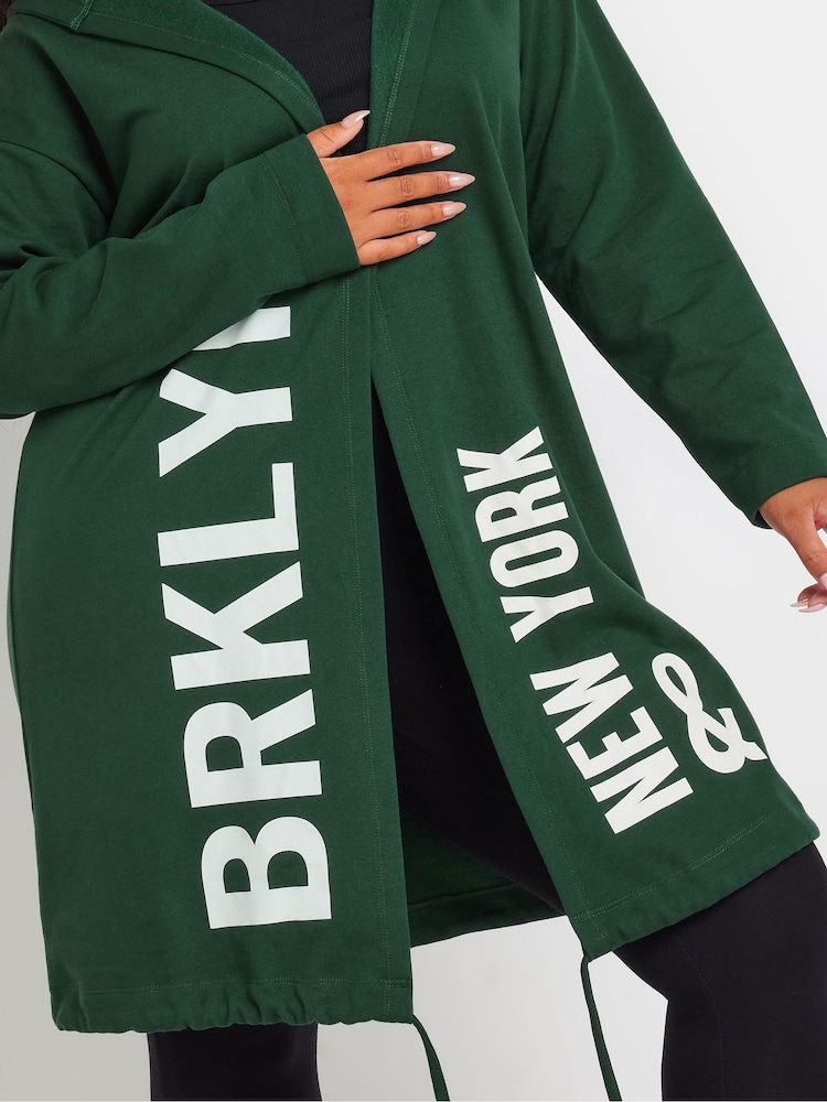 Yours Curve Green Longline Logo Hoodie - Image 2 of 5