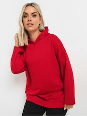 Yours Curve Red Oversized 100% Cotton Hoodie - Image 1 of 5