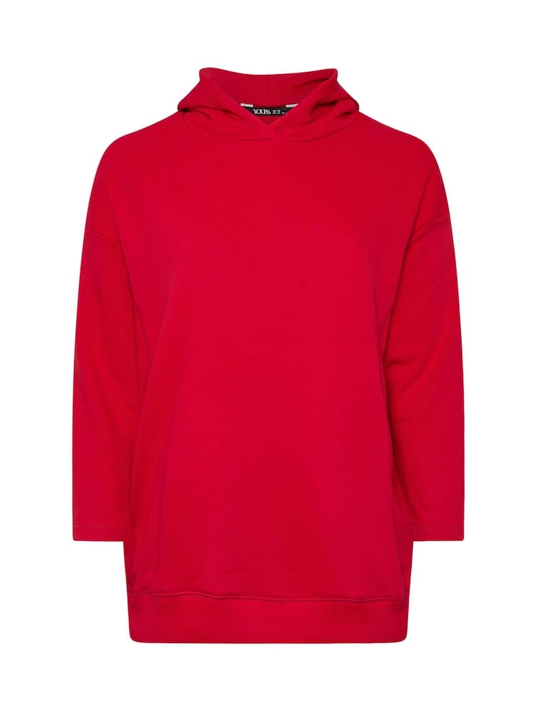 Yours Curve Red Oversized 100% Cotton Hoodie - Image 5 of 5