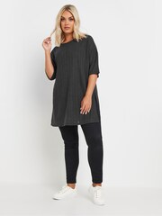 Yours Curve Grey Ribbed T-Shirt - Image 2 of 5