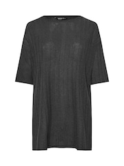 Yours Curve Grey Ribbed T-Shirt - Image 5 of 5