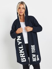 Yours Curve Blue Longline Logo Hoodie - Image 1 of 5