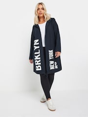 Yours Curve Blue Longline Logo Hoodie - Image 2 of 5