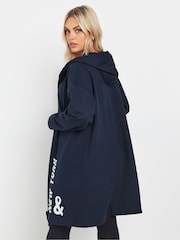 Yours Curve Blue Longline Logo Hoodie - Image 3 of 5