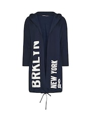 Yours Curve Blue Longline Logo Hoodie - Image 5 of 5