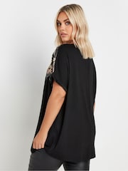 Yours Curve Black Embellished T-Shirt - Image 3 of 5