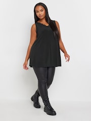 Yours Curve Black Lace Detailed Vest Top - Image 2 of 5