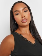 Yours Curve Black Lace Detailed Vest Top - Image 4 of 5
