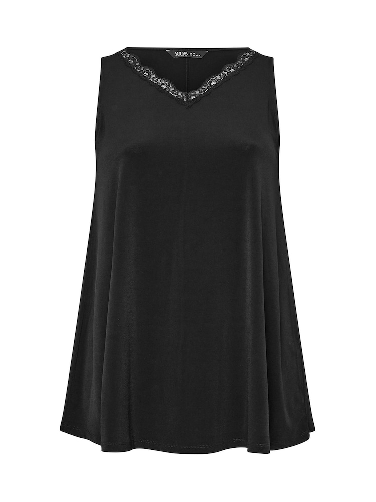 Yours Curve Black Lace Detailed Vest Top - Image 5 of 5