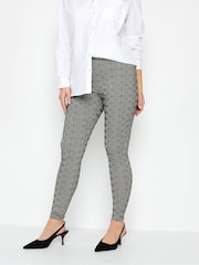 M&Co Grey Check Bengaline Skinny 100% Cotton Trousers - Image 1 of 3