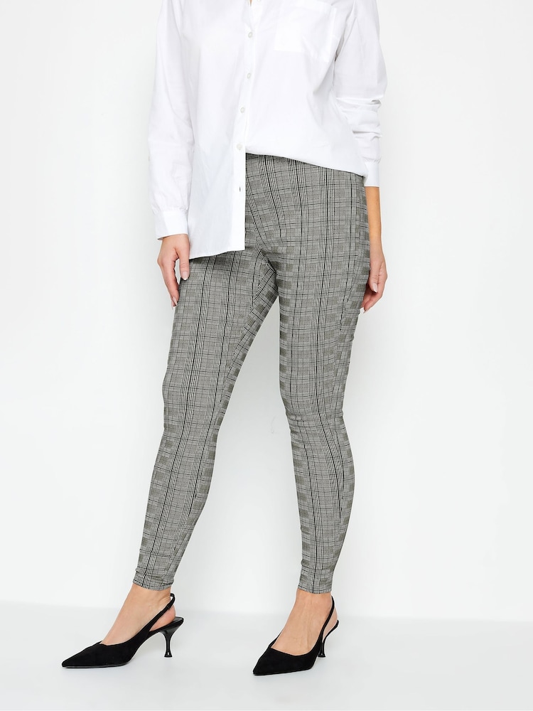 M&Co Grey Check Bengaline Skinny 100% Cotton Trousers - Image 1 of 3