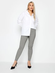 M&Co Grey Check Bengaline Skinny 100% Cotton Trousers - Image 2 of 3